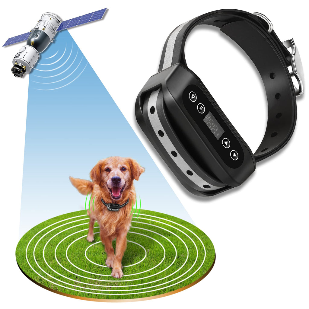 FOCUSER GPS Wireless Dog Fence System Electric Satellite Technology Pet Containment System by GPS Signal for Dogs and Pets with Waterproof & Rechargeable Collar Receiver Container Boundary (Black)