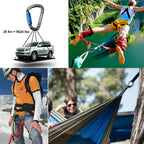 3-Pack: Auto Locking Rock Climbing Carabiner Clips Heavy Duty Caribeaners D-Shaped