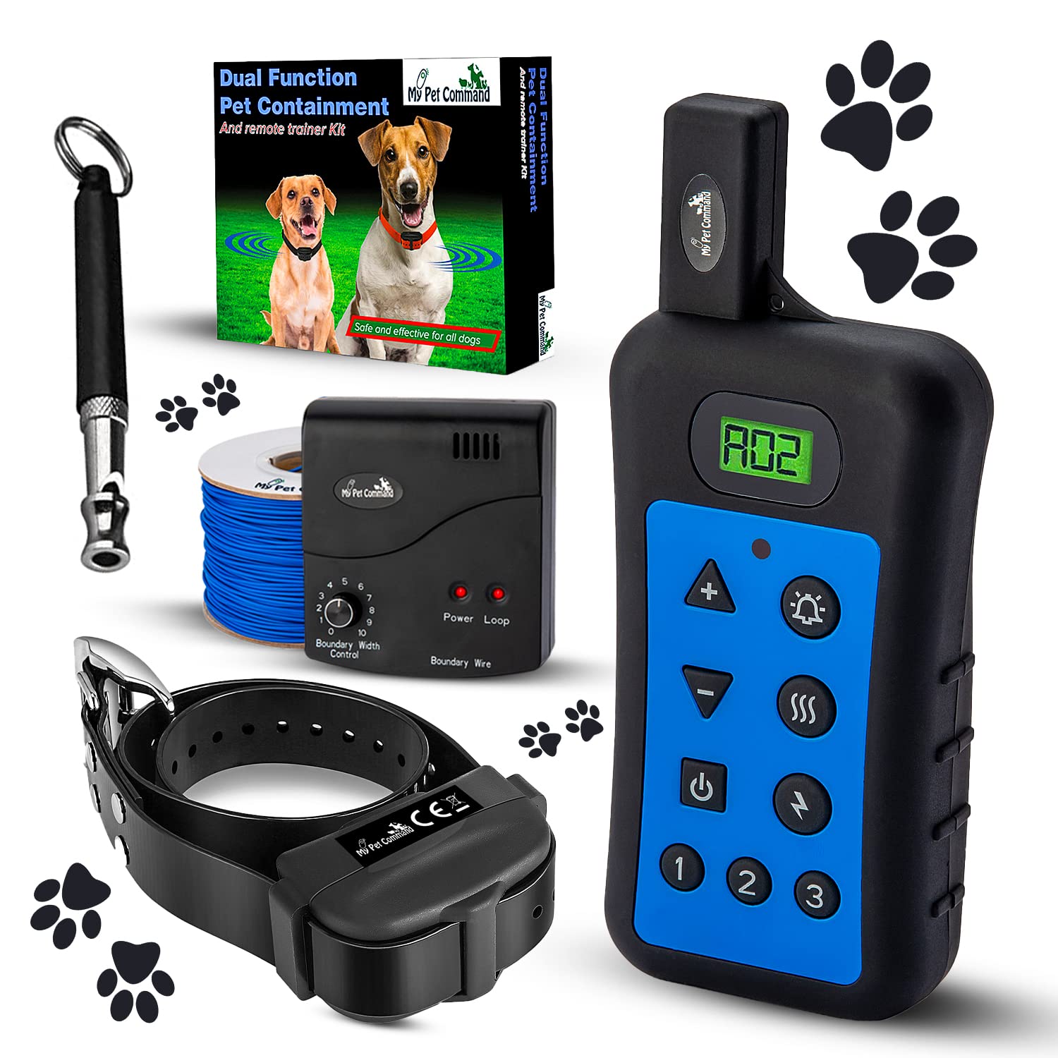 My Pet Command Underground Wireless Dog shock collar Fence System Dual Function With Remote Dog Training Collar System Safe Pet Containment Waterproof Extra Thick Durable Polyolefin 13 AWG Wire Fence