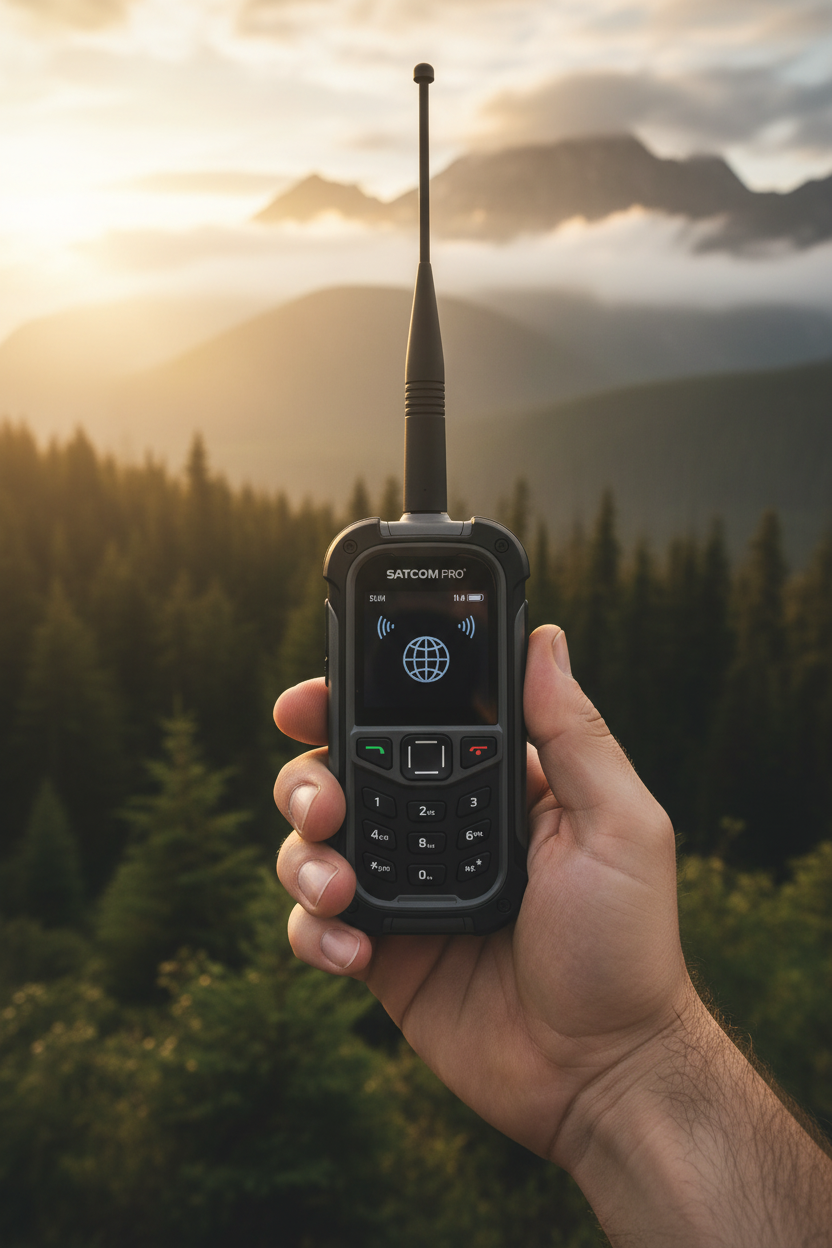 Rugged satellite phone. The sure way to maintain your link to civilization while exploring natures vast wilderness.