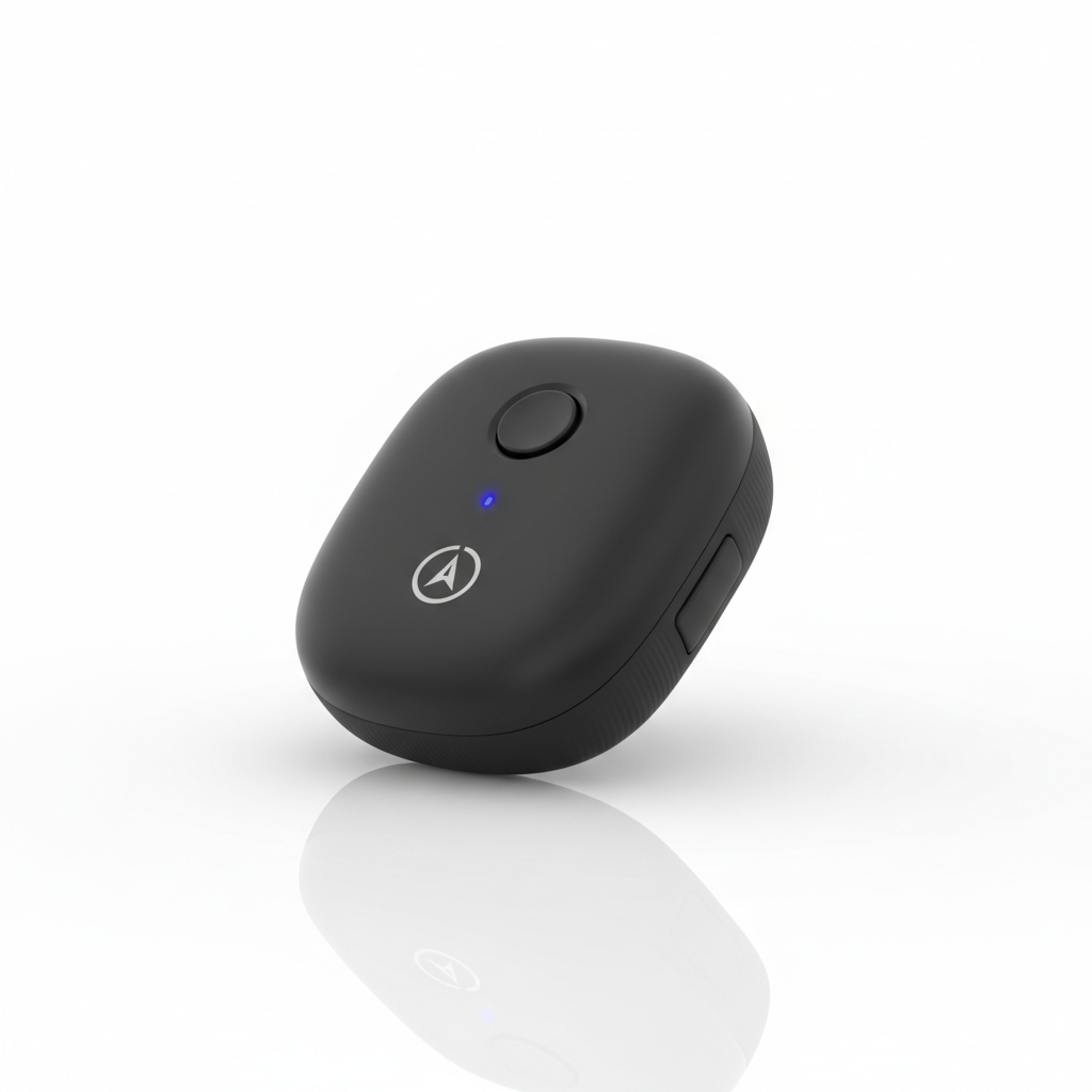 Personal GPS Tracker device on white background