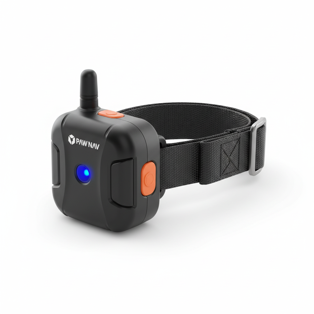 GPS dog tracker device on white background